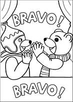 coloriage petit ours brun joue avec son ami